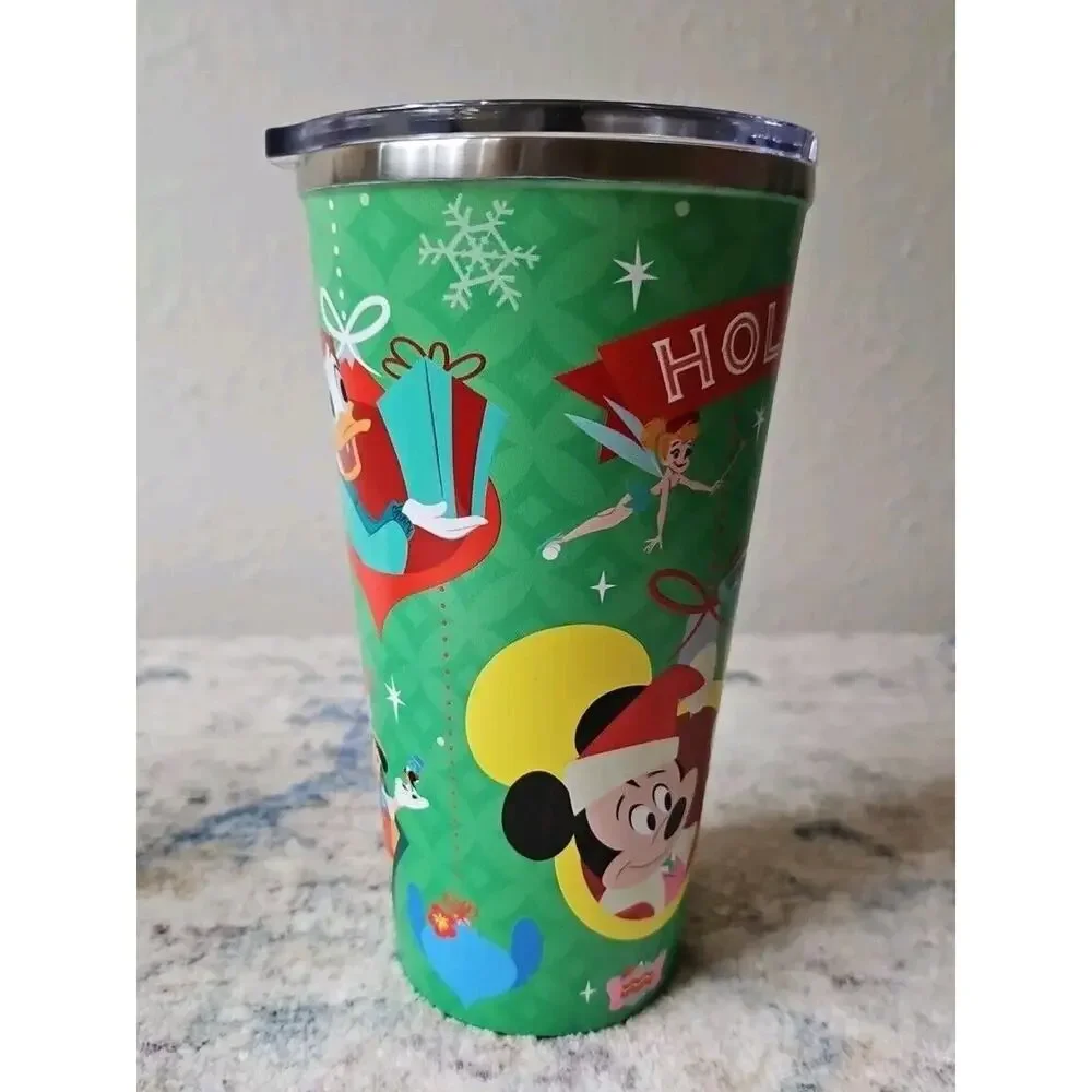 Disney Parks 2023 Christmas Holiday Travel Tumbler Cup Stainless Steel w Lid NEW